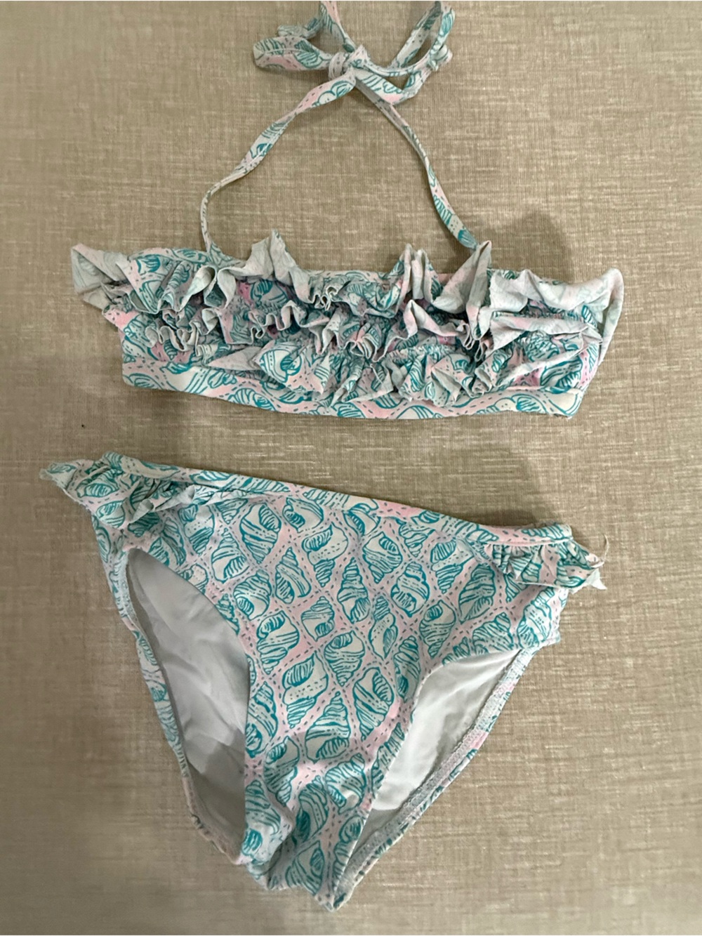 J. Khaki Girls Seashell Two-Piece Bikini in Teal and Pink